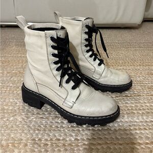 Rag & Bone White Combat Boots with Black Laces